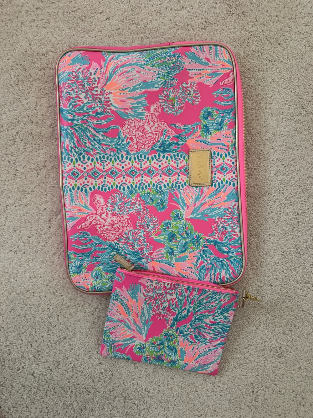 Lilly Pulitzer Hot Pink Tropical Floral Laptop Sleeve
